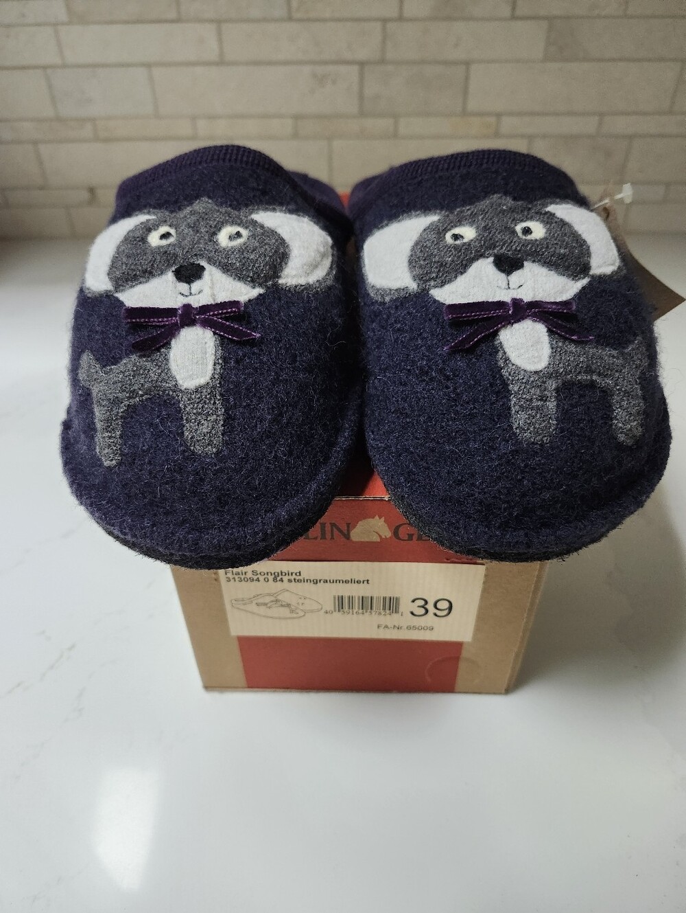 Haflinger Flair Chihuahua Purple/Grey Wool Felt Slippers Women's Size 39 (8-8.5) - Picture 2 of 13
